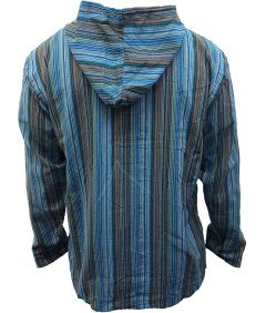 Bluza Męska w Paski z Kapturem Turkusowy Mix Rozmiar 3XL