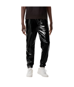 Męskie Spodnie Błyszczące Czarne Metaliczne Disco Party Stylowe XL