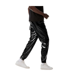 Męskie Spodnie Błyszczące Czarne Metaliczne Disco Party Stylowe XL