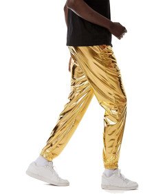 Męskie Spodnie Złote Błyszczące Metaliczne Disco Party Elastyczne 27/32