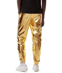 Męskie Spodnie Złote Błyszczące Metaliczne Disco Party Elastyczne 27/32
