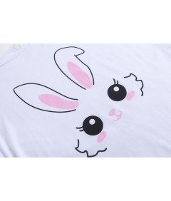 Damska Piżama Dwuczęściowa Koszulka i Długie Spodnie Biało Różowa 42