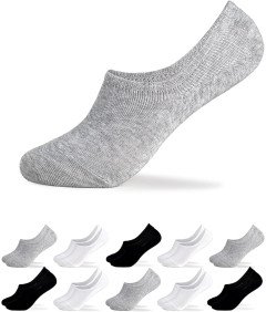 Zestaw 10 Par Damskich Skarpetek do Kostki Białe Szare Czarne Rozmiar 39-42