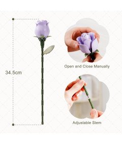 Zestaw Klocków 3D Sztuczny Kwiat Róża Lawendowa Dekoracyjny DIY na Prezent