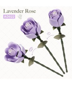 Zestaw Klocków 3D Sztuczny Kwiat Róża Lawendowa Dekoracyjny DIY na Prezent