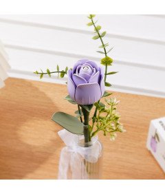 Zestaw Klocków 3D Sztuczny Kwiat Róża Lawendowa Dekoracyjny DIY na Prezent