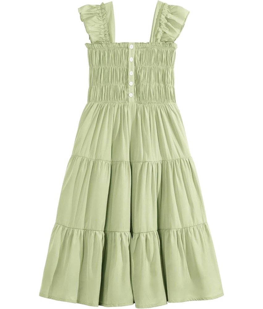 Sukienka Letnia Dziewczęca Elegancka z Bufiastymi Rękawami 10-11 lat 150 cm