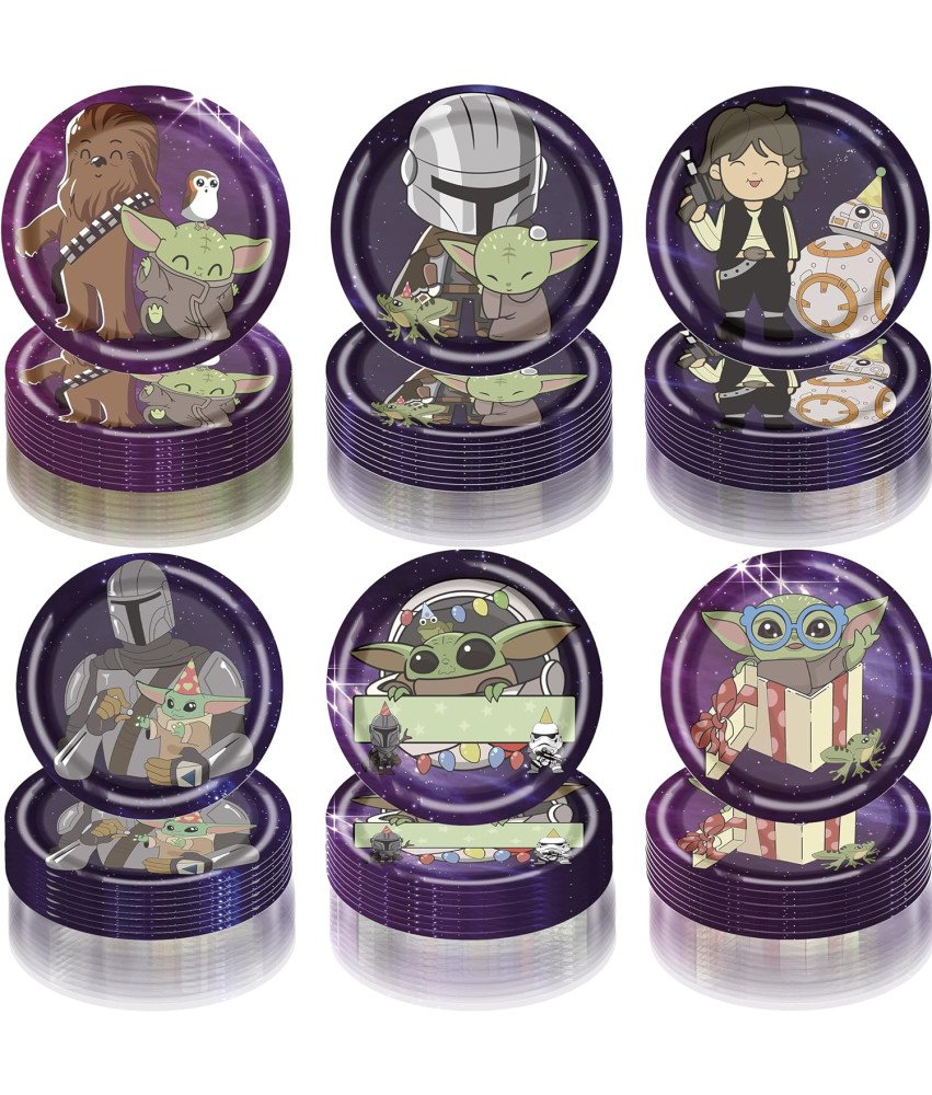 REAGAR Papierowe Talerze Imprezowe Baby Yoda Star Wars Zestaw 60 Sztuk