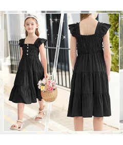 Sukienka Letnia Dziewczęca Elegancka z Bufiastymi Rękawami 11-12 lat 160 cm