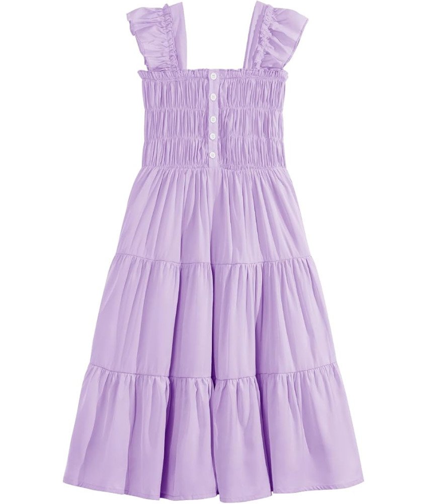 Sukienka Letnia Dziewczęca Elegancka z Bufiastymi Rękawami 10-11 lat 150 cm