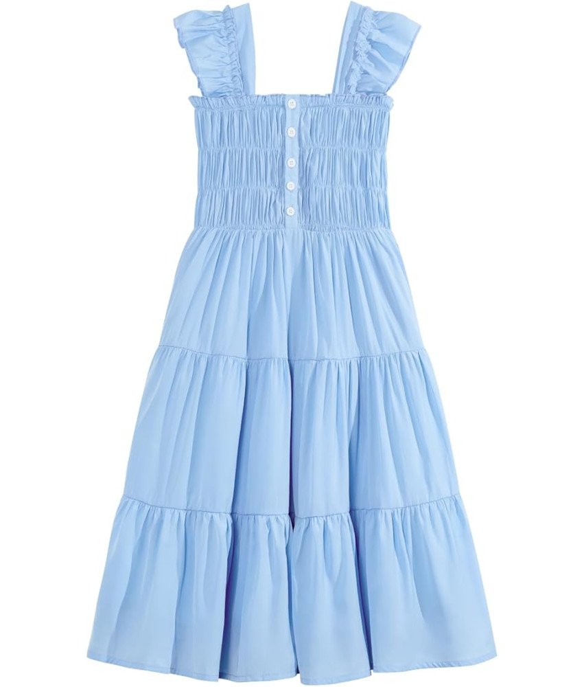 Sukienka Letnia Dziewczęca Elegancka z Bufiastymi Rękawami 11-12 lat 160 cm