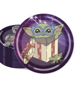 REAGAR Papierowe Talerze Imprezowe Baby Yoda Star Wars Zestaw 60 Sztuk