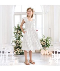 Sukienka Letnia Dziewczęca Elegancka z Bufiastymi Rękawami 11-12 lat 160 cm