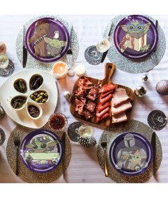 REAGAR Papierowe Talerze Imprezowe Baby Yoda Star Wars Zestaw 60 Sztuk