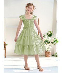 Sukienka Letnia Dziewczęca Elegancka z Bufiastymi Rękawami 11-12 lat 160 cm