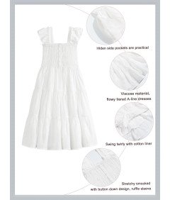 Sukienka Letnia Dziewczęca Elegancka z Bufiastymi Rękawami 11-12 lat 160 cm