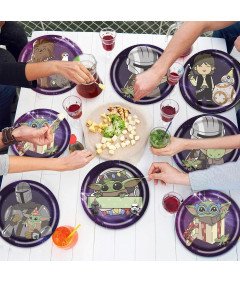 REAGAR Papierowe Talerze Imprezowe Baby Yoda Star Wars Zestaw 60 Sztuk