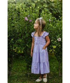 Sukienka Letnia Dziewczęca Elegancka z Bufiastymi Rękawami 11-12 lat 160 cm