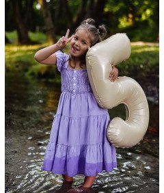 Sukienka Letnia Dziewczęca Elegancka z Bufiastymi Rękawami 11-12 lat 160 cm