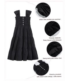 Sukienka Letnia Dziewczęca Elegancka z Bufiastymi Rękawami 10-11 lat 150 cm