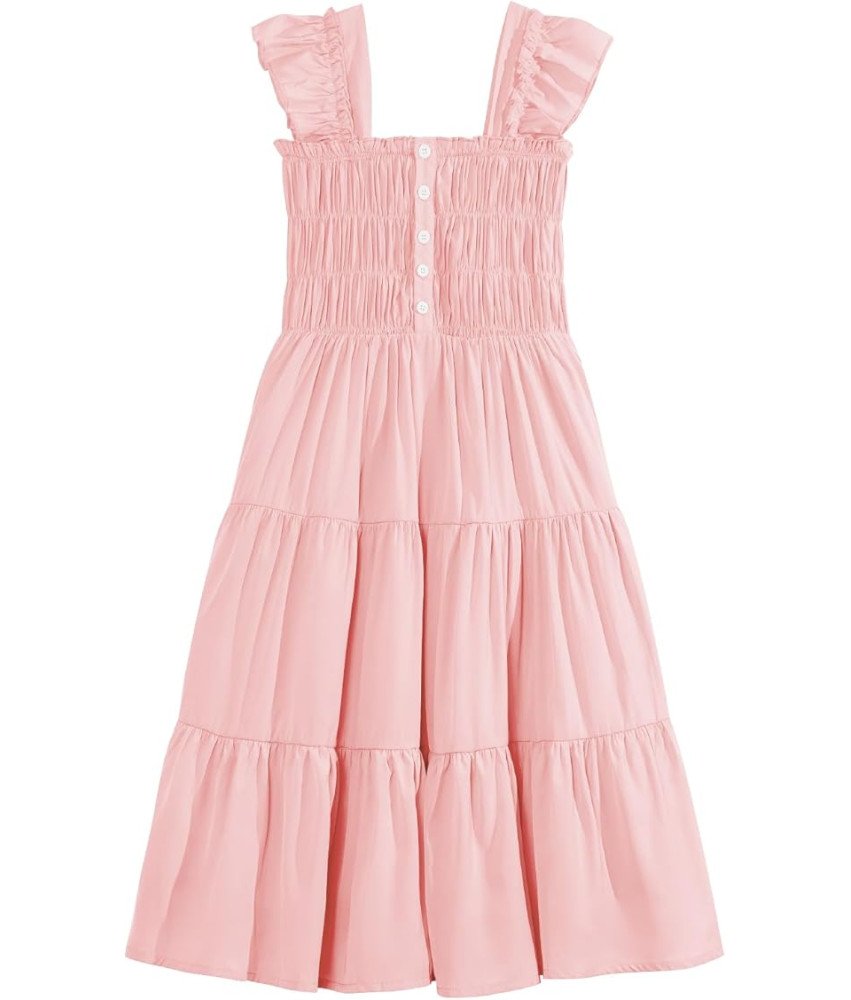 Sukienka Letnia Dziewczęca Elegancka z Bufiastymi Rękawami 11-12 lat 160 cm