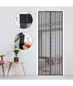 Magnetyczna Moskitiera na Drzwi Balkonowe 110 x 230 cm bez Wiercenia Czarna