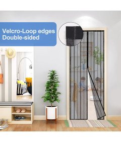 Magnetyczna Moskitiera na Drzwi Balkonowe 110 x 230 cm bez Wiercenia Czarna
