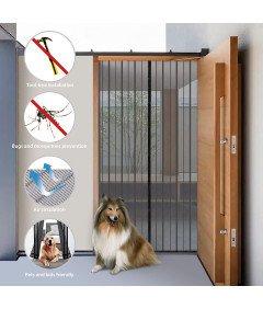 Magnetyczna Moskitiera na Drzwi Balkonowe 110 x 230 cm bez Wiercenia Czarna