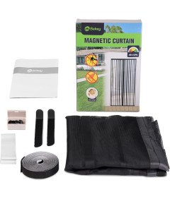 Magnetyczna Moskitiera na Drzwi Balkonowe 110 x 230 cm bez Wiercenia Czarna