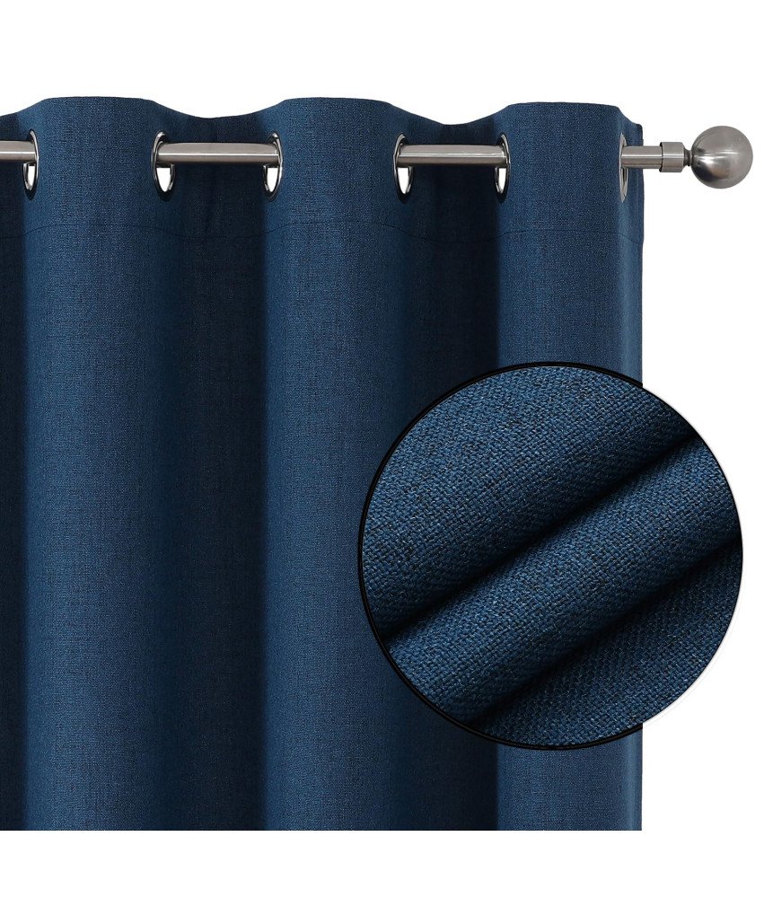 Zestaw 2 Zasłon Zaciemniających Termoizolacyjnych 117 x 137 cm Imitacja Lnu