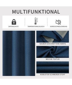 Zestaw 2 Zasłon Zaciemniających Termoizolacyjnych 117 x 137 cm Imitacja Lnu