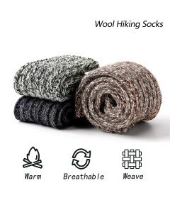 Zestaw 3 Par Skarpet z Wełny Merynosów Termiczne Grube Skarpety 43-46