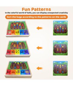 Gra Edukacyjna Sortująca Owady Drewniana Zabawka 25 Elementów dla Dzieci