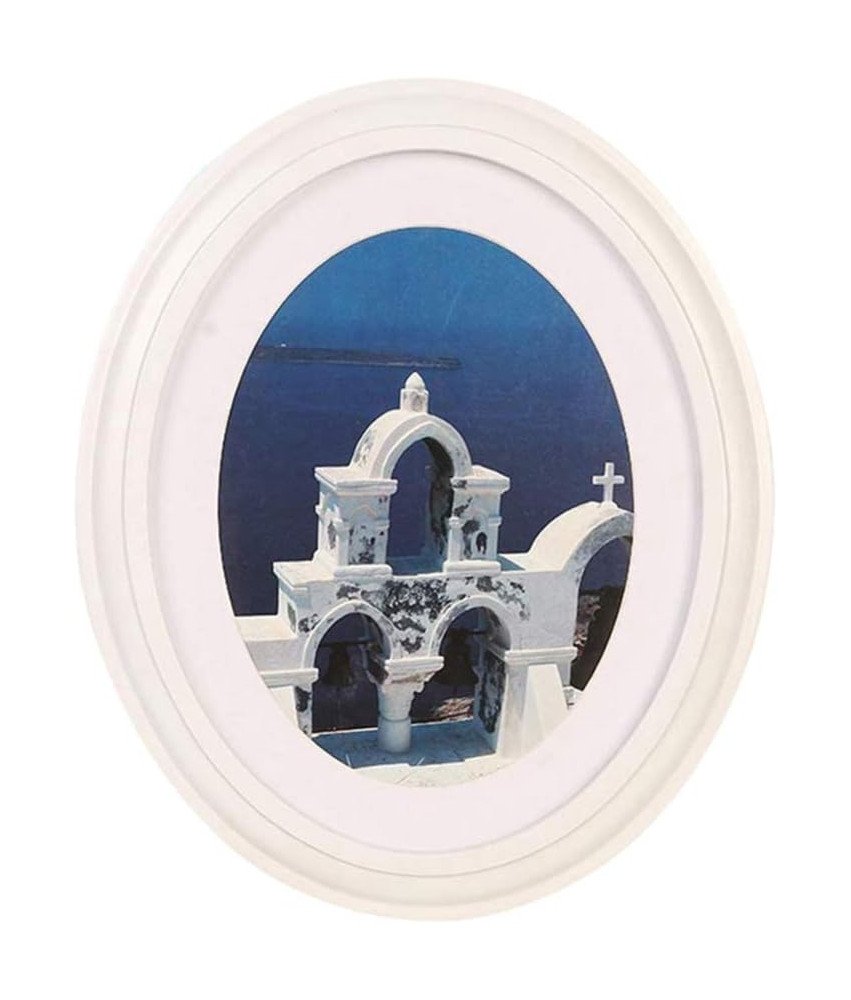 Drewniana Ramka Owalna na Zdjęcia 24x29cm Wisząca Dekoracja do Salonu Biała