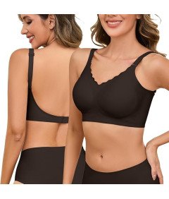 Biustonosz Bezszwowy bez Pleców Wielokierunkowe Odpinane Ramiączka Czarny S