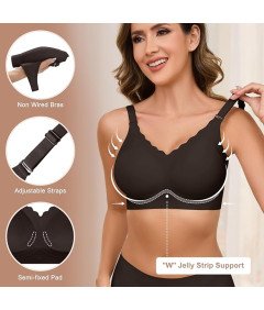 Biustonosz Bezszwowy bez Pleców Wielokierunkowe Odpinane Ramiączka Czarny S