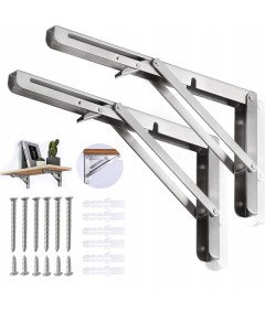2 Sztuki Składanych Metalowych Wsporników Półek 20 cm Wytrzymałe Uchwyty