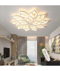 Nowoczesna Lampa Sufitowa LED 95 cm Biały Żyrandol 15 Listków 100 W
