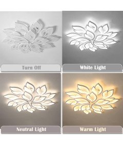 Nowoczesna Lampa Sufitowa LED 95 cm Biały Żyrandol 15 Listków 100 W