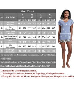 Piżama Damska Komplet Koszula Krótki Rękaw Spodenki Niebiesko Szara L