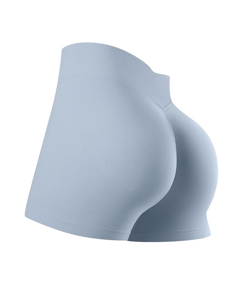 Damskie Bezszwowe Spodenki Push-up Kryjące do Jogi Biegania L Niebieskie
