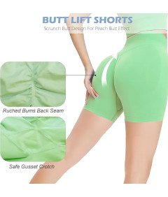Damskie Bezszwowe Spodenki Sportowe Push-up do Jogi Biegania M Zielone
