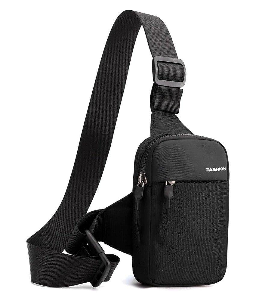 Mała Saszetka na Ramię Wodoodporna Czarna Sportowa Torba Regulowany Pasek