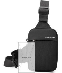 Mała Saszetka na Ramię Wodoodporna Czarna Sportowa Torba Regulowany Pasek