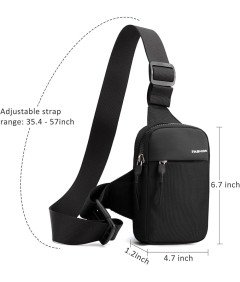 Mała Saszetka na Ramię Wodoodporna Czarna Sportowa Torba Regulowany Pasek
