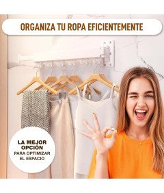 Wieszak Ścienny Składany na Ubrania 3 Ramienny z Obrotowymi Hakami 180°