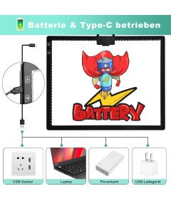 Podkładka Świetlna LED A4 Tablica do Malowania Kalkowania z Akumulatorem