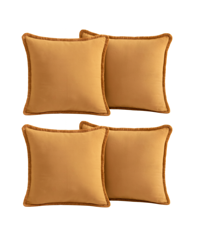 Zestaw 4 Bawełnianych Poszewek na Poduszki 65x65cm Dekoracyjne Pomarańczowe