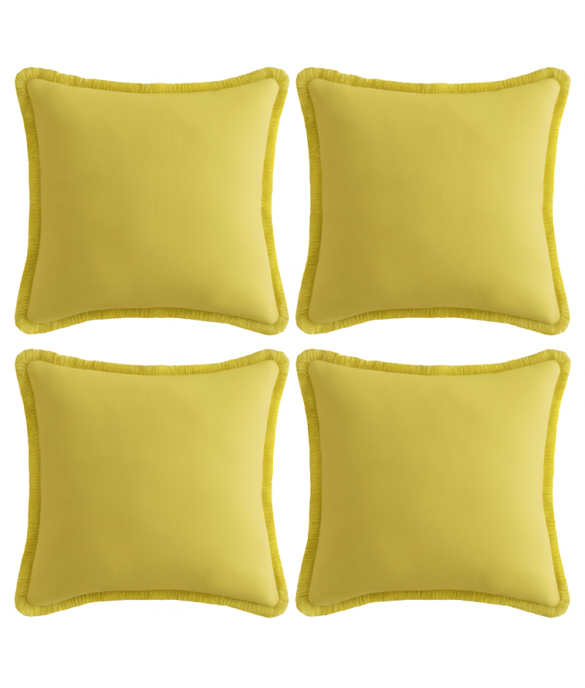 Zestaw 4 Bawełnianych Poszewek na Poduszki 55x55cm Dekoracyjne Żółte