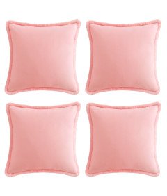 Poszewki na Poduszki z Frędzlami Bawełniane Boho Różowe 55 x 55 cm 4 szt
